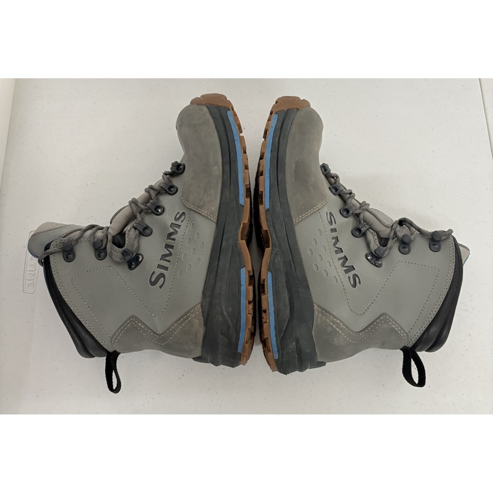 Simms Men's Wading Boots Size 9 Gray/Blue Fly Fishing Shoes Rubber Soles - Picture 8 of 9